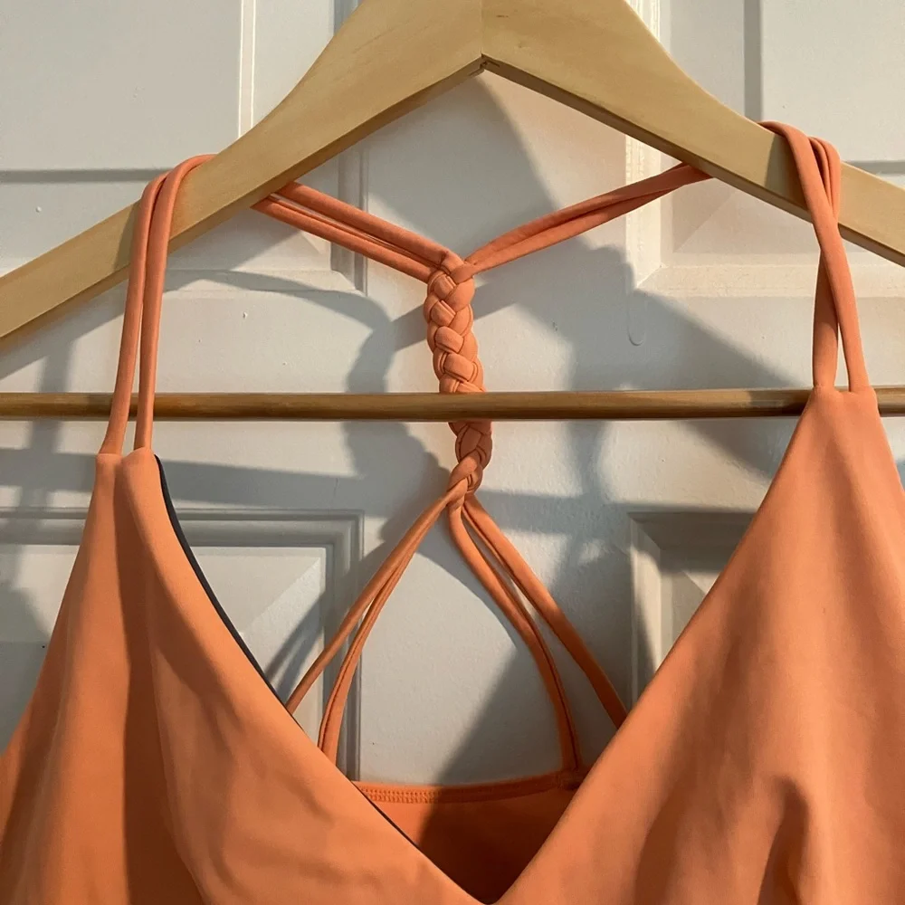 Jolyn Sunset Desert Flower Orange Bikini Top Y Back Braided